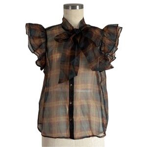 Current Air LA sheer plaid top - size M